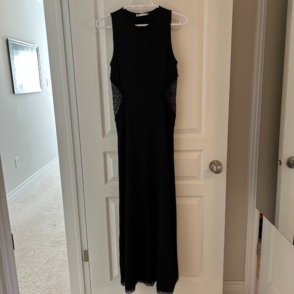 ZARA Black Maxi Dress w/ Lace Insets – Size S - Picture 3 of 7